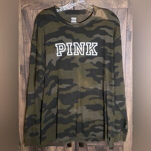 PINK Victoria's Secret Camo Long Sleeve Tee - Olive & Black